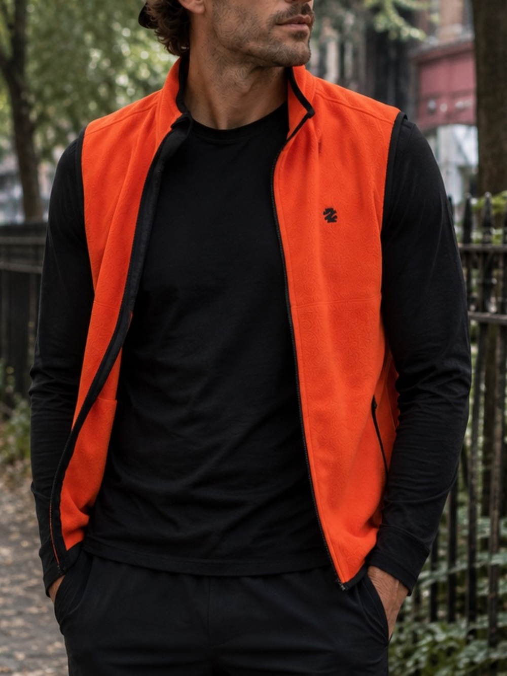 IZOD Orange and Black Fleece Vest - Size XL